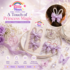 Lavender Pearl Bow Hair Ties for Little Princess