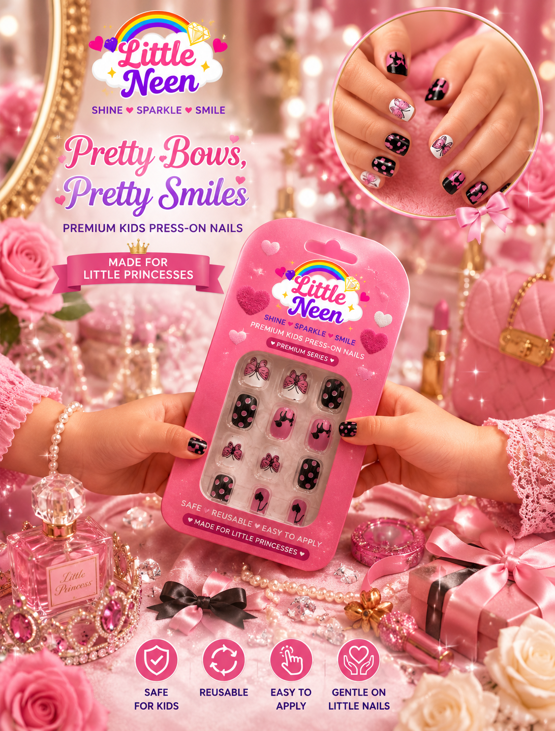Butterfly Charm Press-On Nails for Little Princess