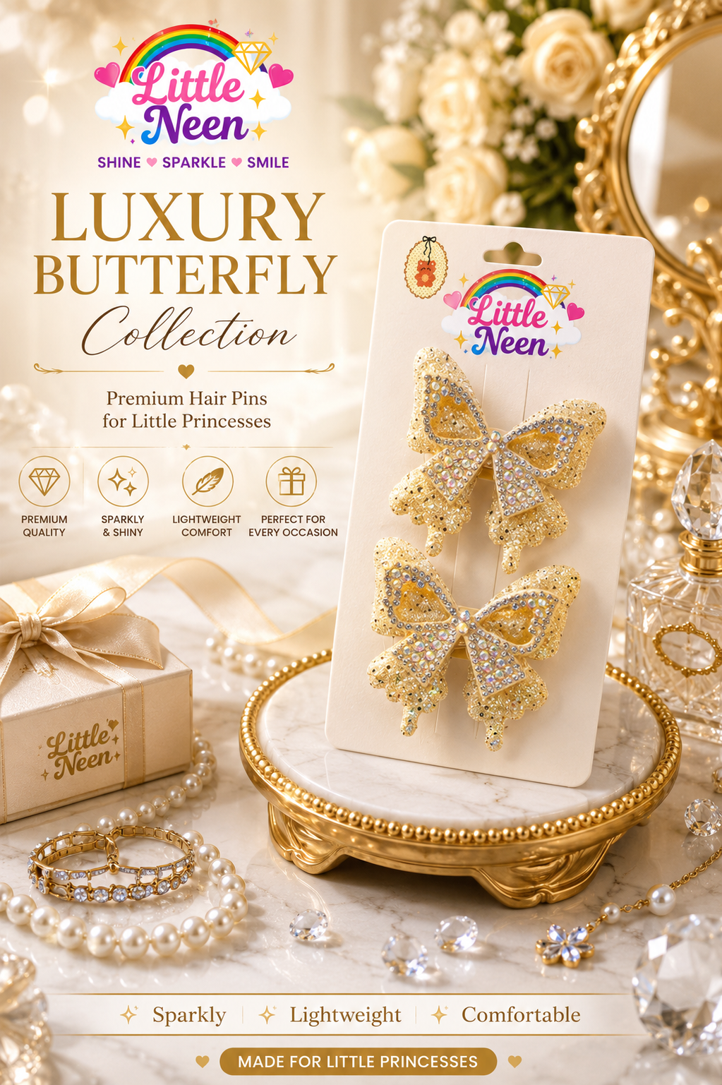 Golden Butterfly Hair Clips for Little Happiness