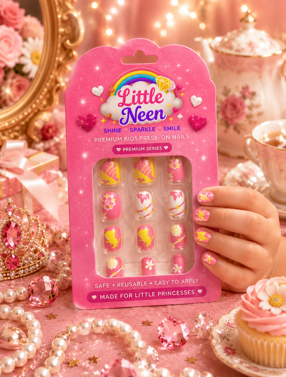 Princess Bloom Press-On Nails for Little Princess