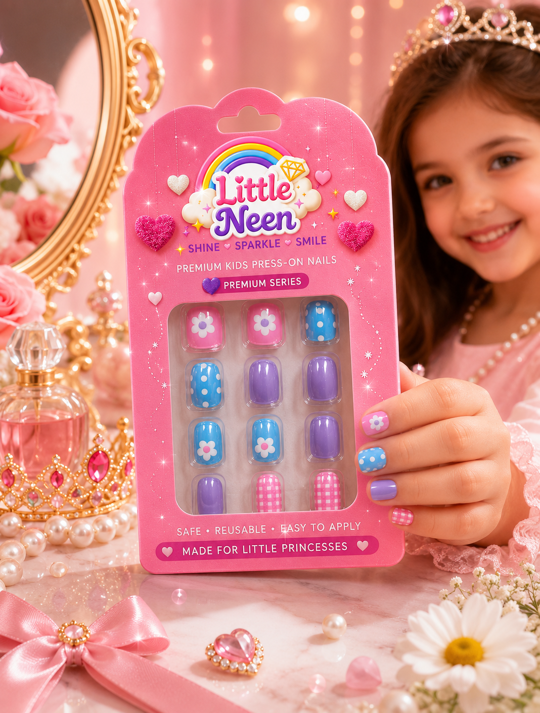 Blossom Pop Press-On Nails for Little Princess