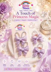 Lavender Pearl Bow Hair Ties for Little Princess