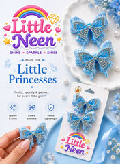 Sapphire Sparkle Bow Hair Clips for Little Princess