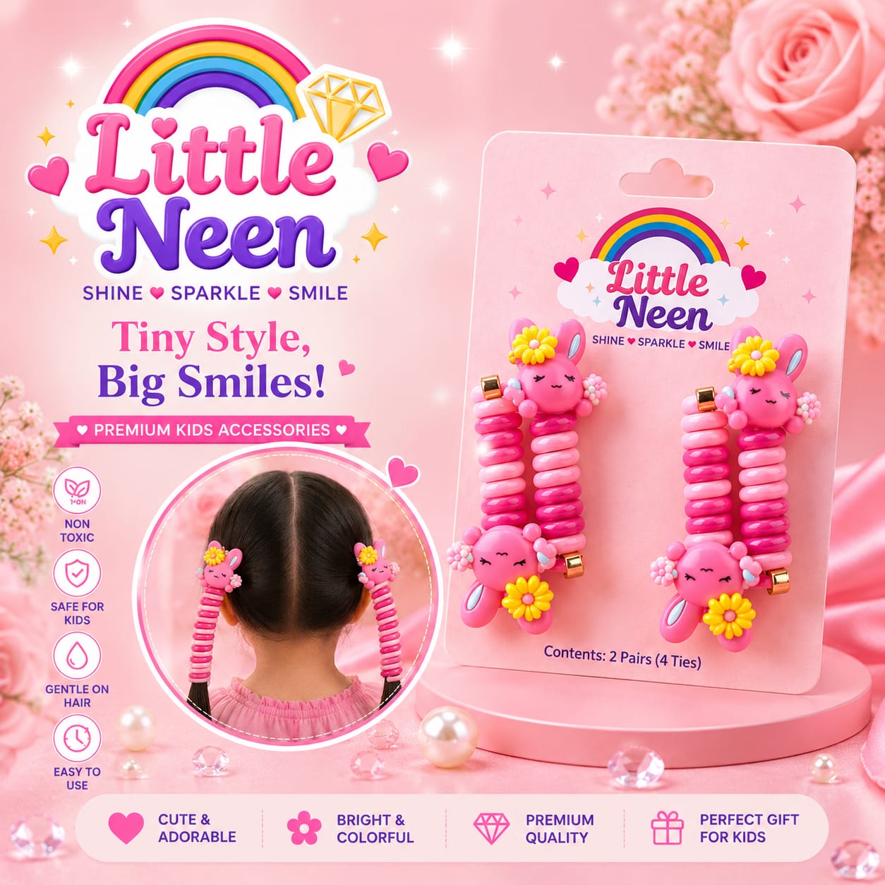 Blossom Bunny Hair Ties for Little Princess